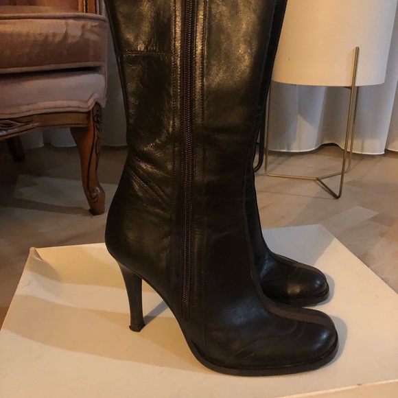 Brown leather mid-calf boots - Picture 3 of 9